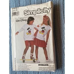 Simplicity 8461 pattern mickey mouse kids top tank shorts skirt size large